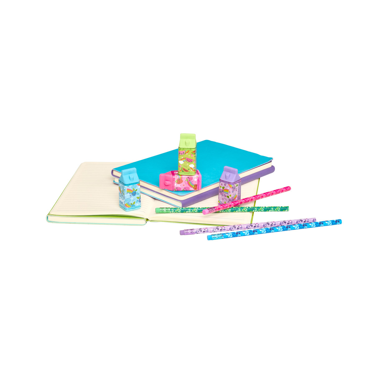 OOLY Lil' Juicy Box Scented Erasers + Sharpener