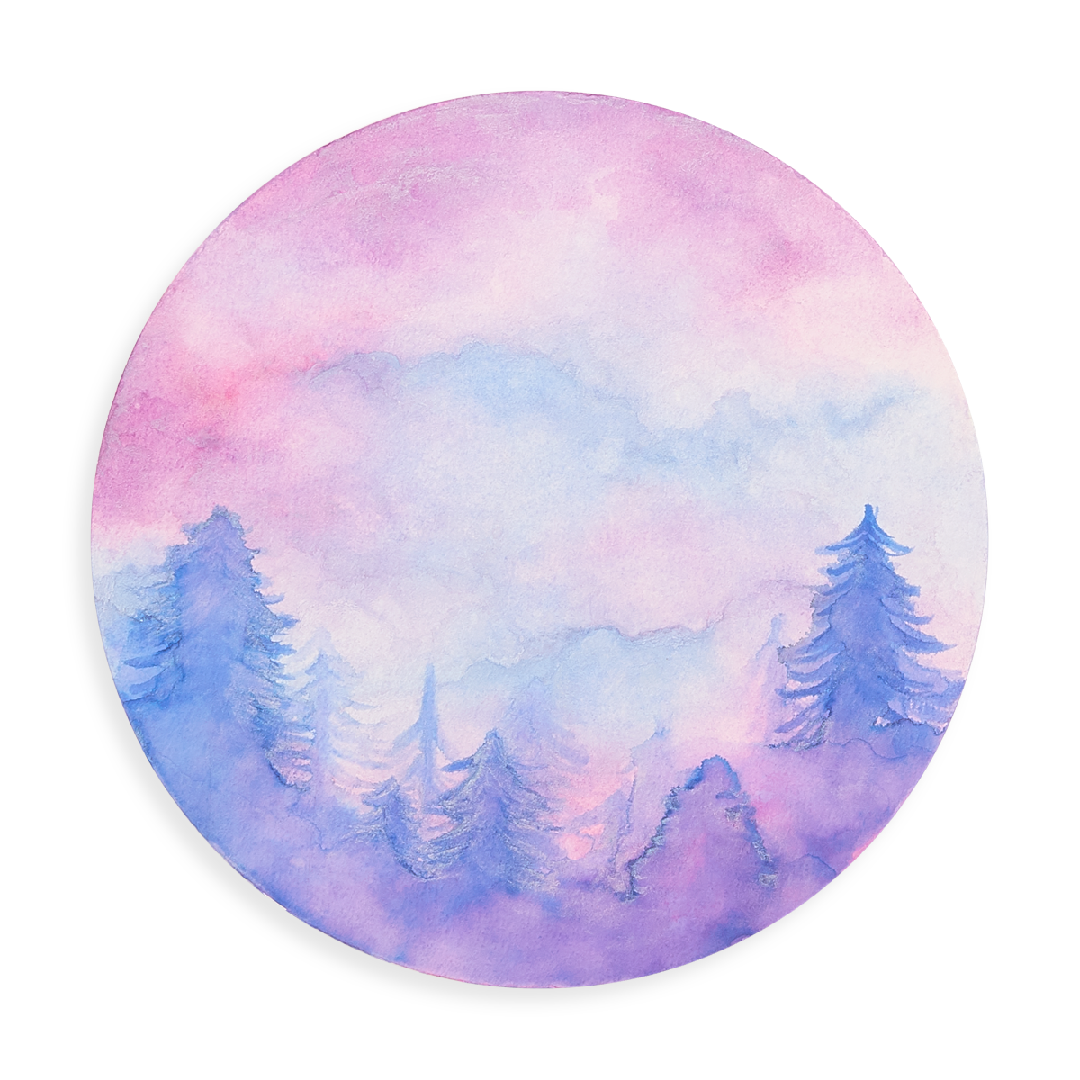 Twilight watercolor forest on Chroma Blends Circular Watercolor Paper