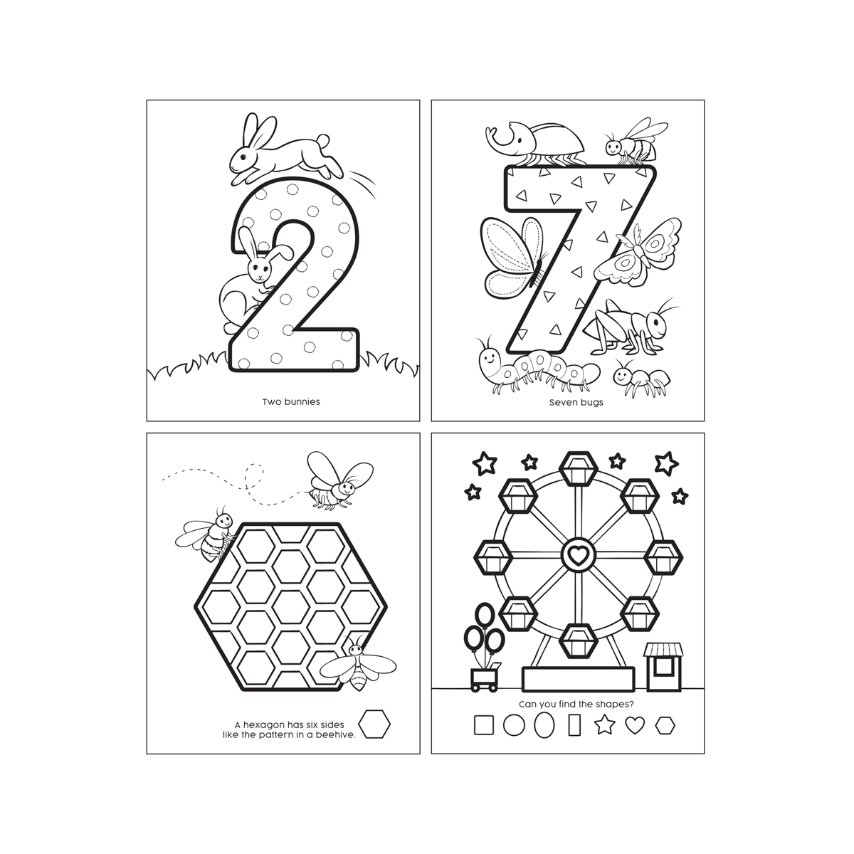 OOLY inside of Shapes and numbers coloring book
