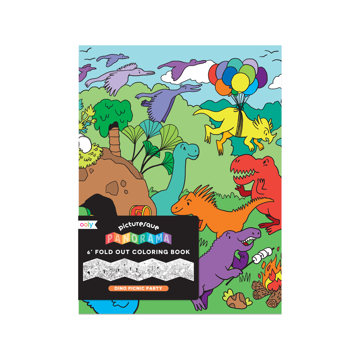 OOLY cover of Picturesque Panorama Dino Picnic Party coloring book 