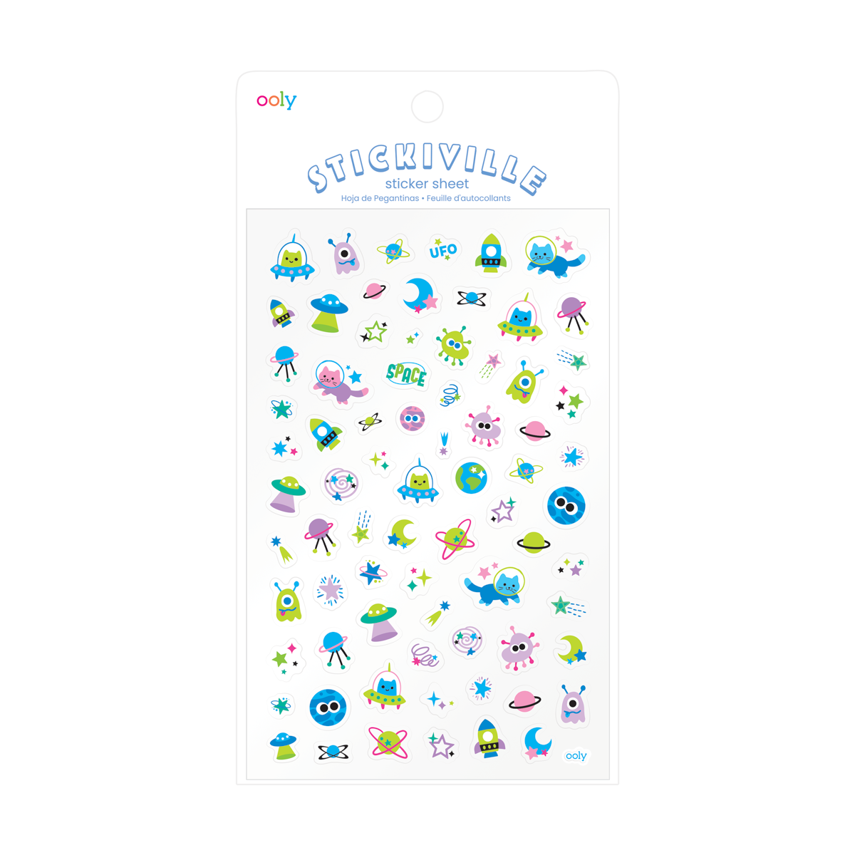 Stickiville Space Buddies sticker sheet in packaging