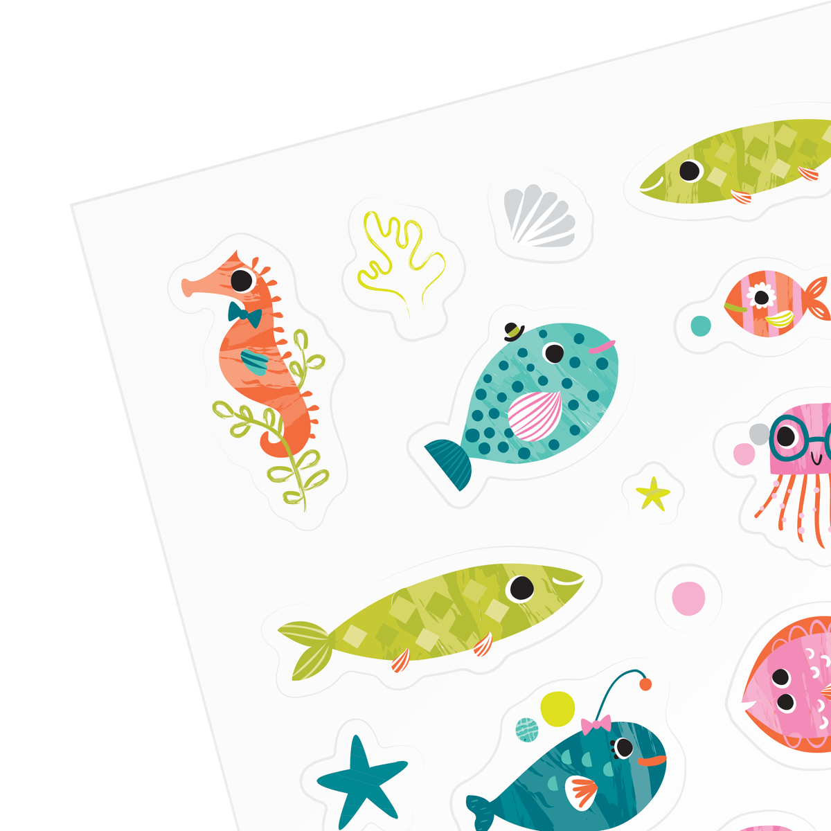 OOLY Stickiville Stickers - Ocean Buddies close up