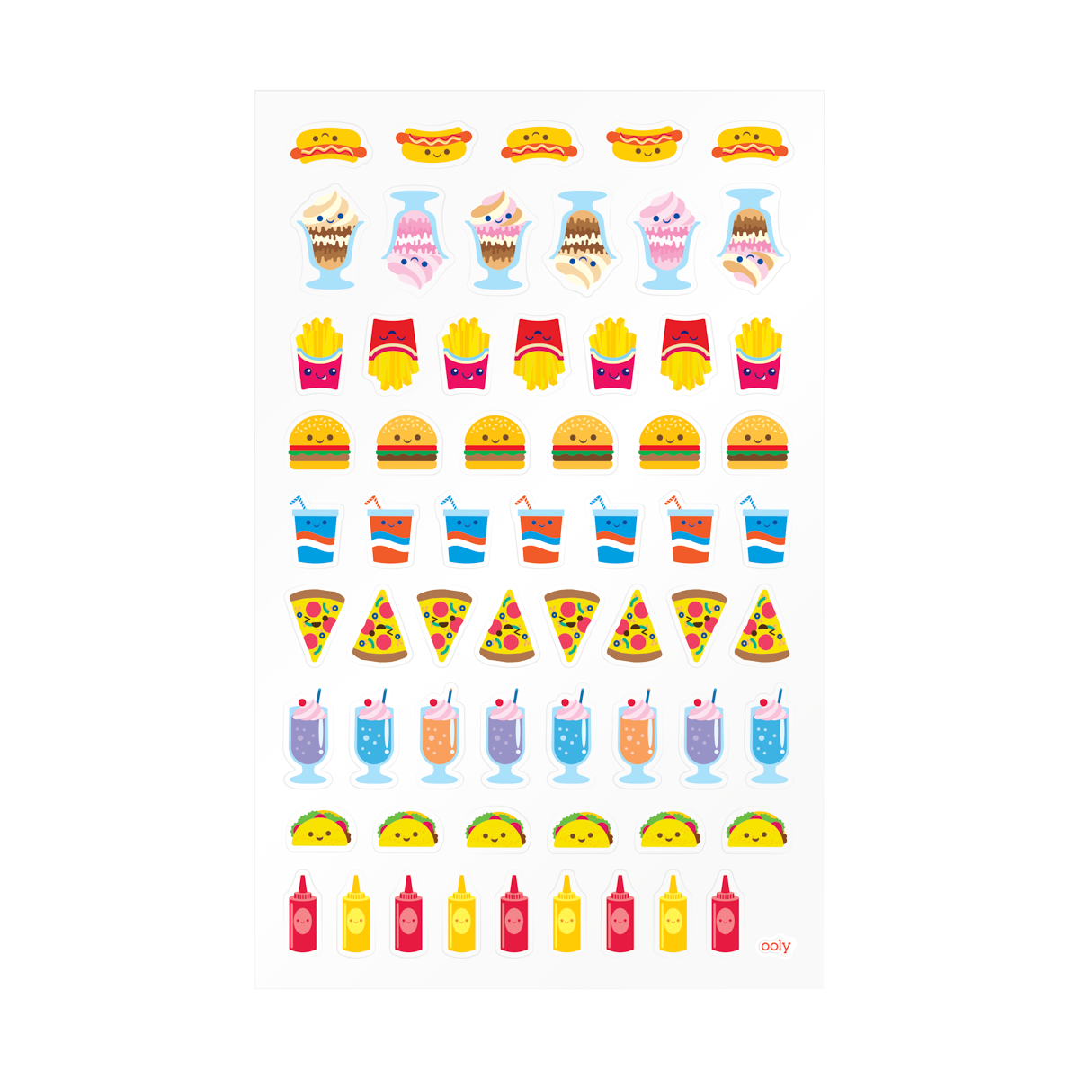 Fast Food Stickiville sticker sheet out of packaging