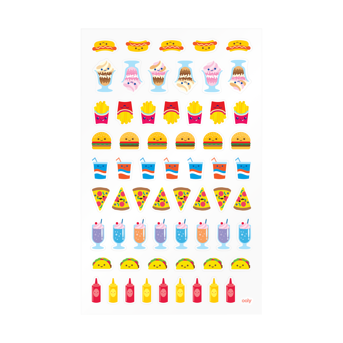 Fast Food Stickiville sticker sheet out of packaging