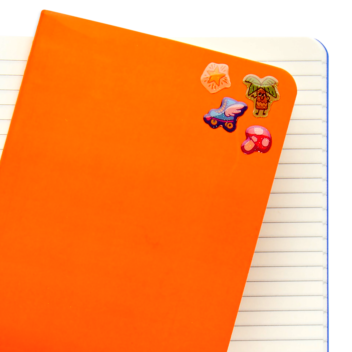 Stickiville Silly Doodles stickers on orange notepad