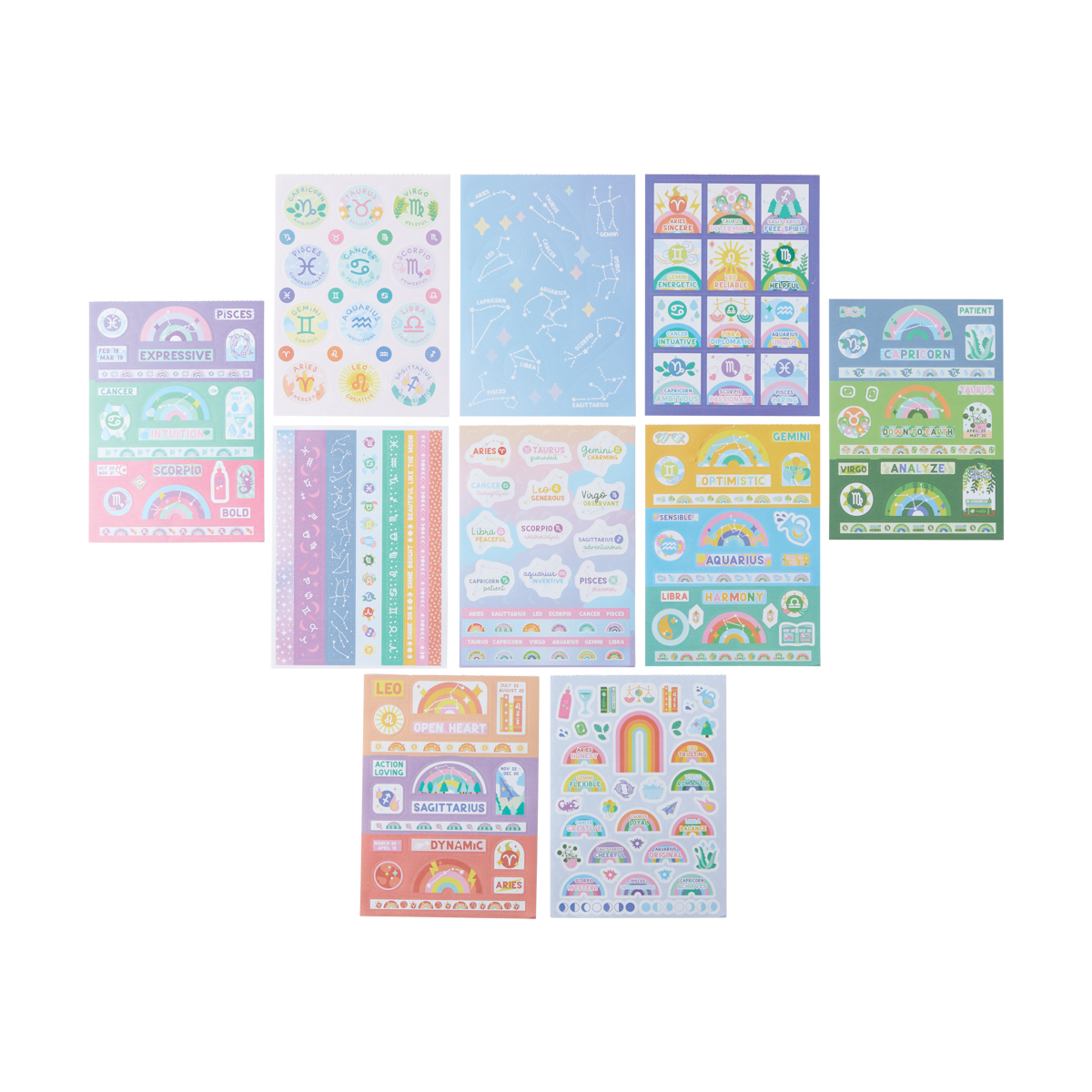 OOLY Stickiville Zodiac Sticker Book view of all sheets