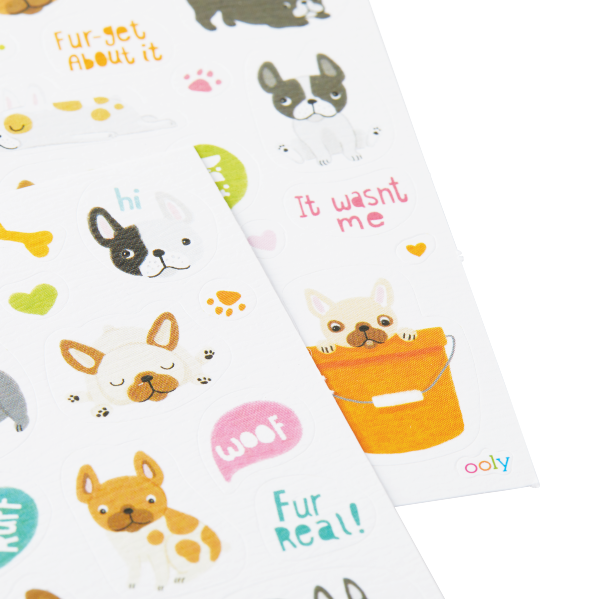 OOLY Stickiville Frenchies Stickers close up view