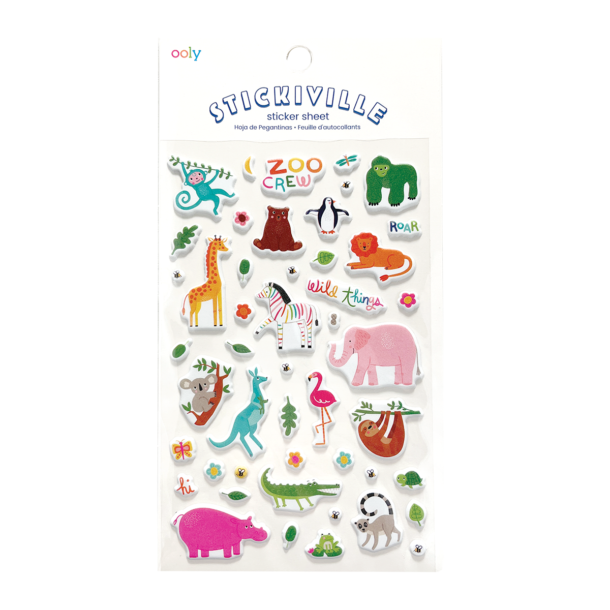 OOLY Stickiville Zoo Crew Stickers view in packaging