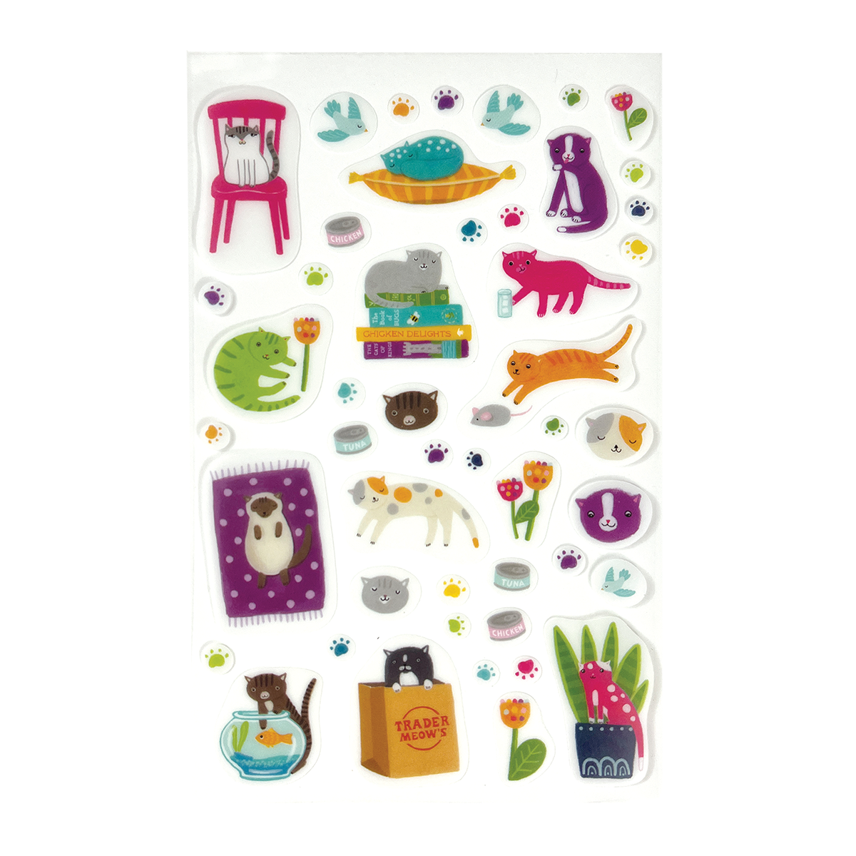 OOLY Stickiville Quirky Cats Stickers outside of packaging