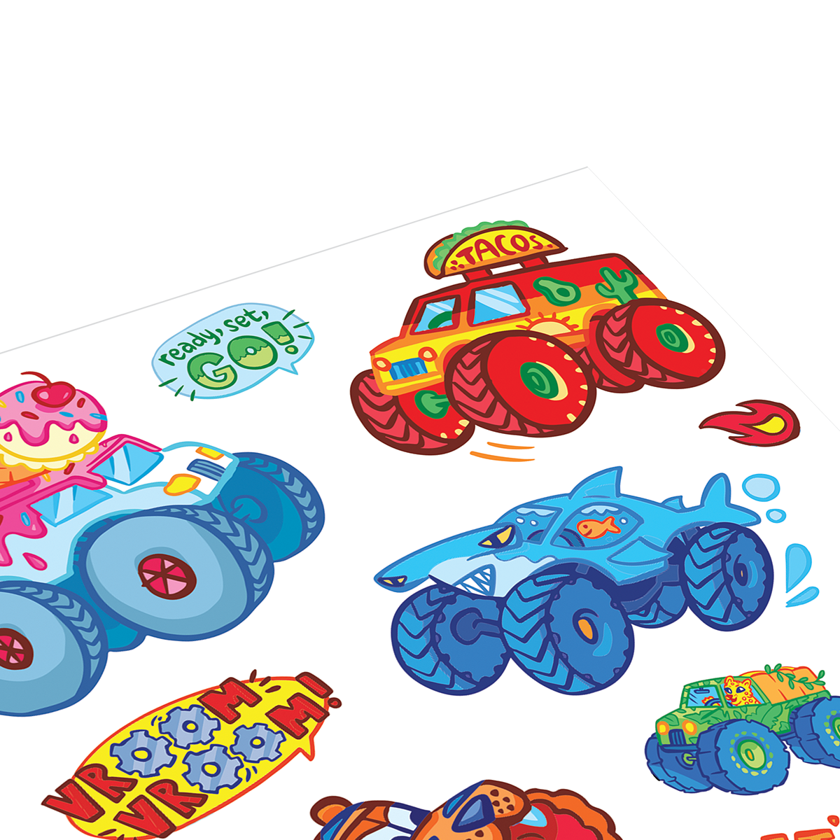 OOLY Stickiville Monster Truck Stickers close up view