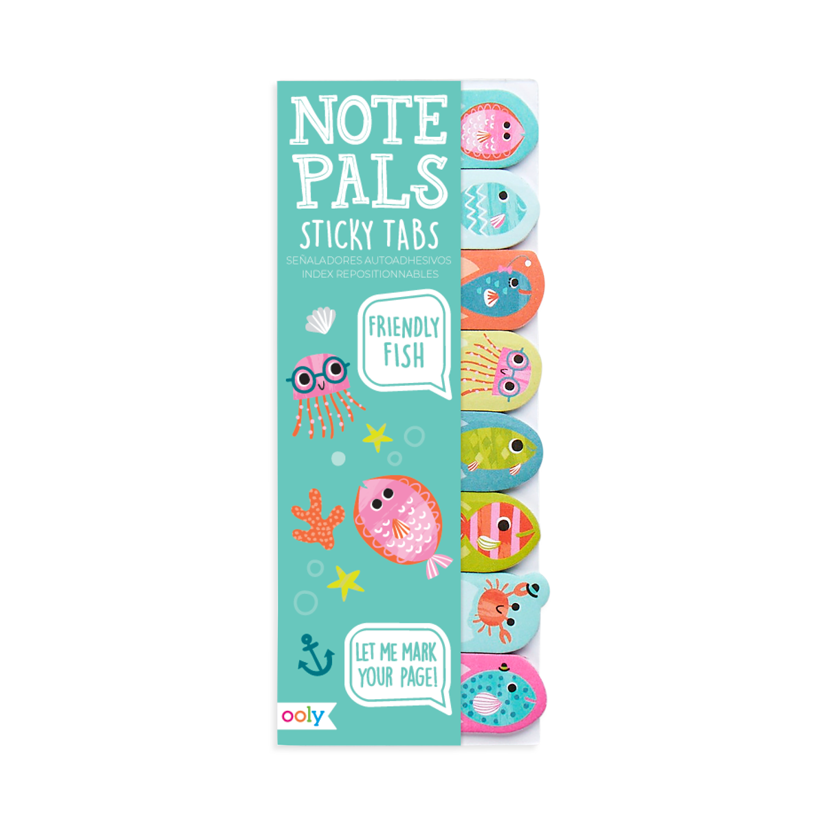 OOLY Note Pals Sticky Tabs - Friendly Fish in packaging