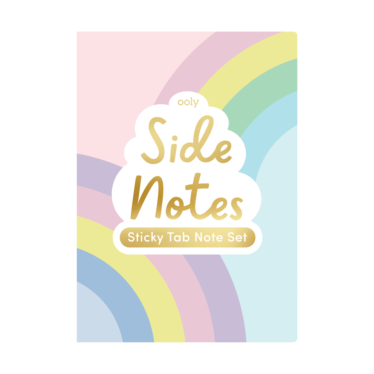 OOLY Side Notes Sticky Tab Note Pad - Pastel Rainbows in packaging