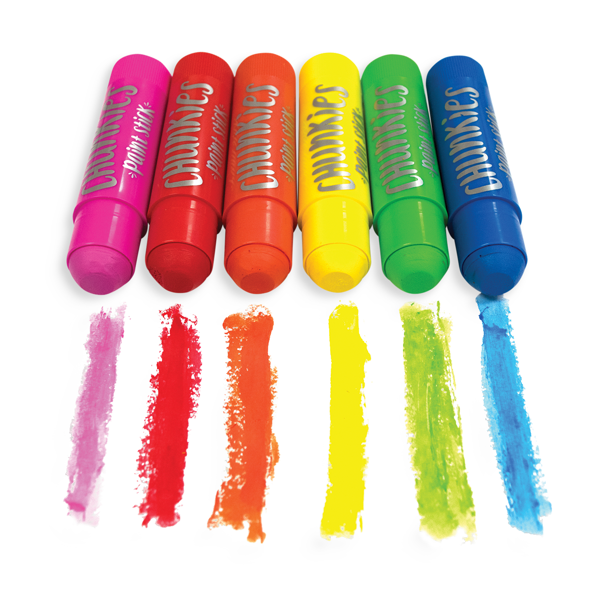 Rainbow Chunkies Paint Sticks next to swatched lines
