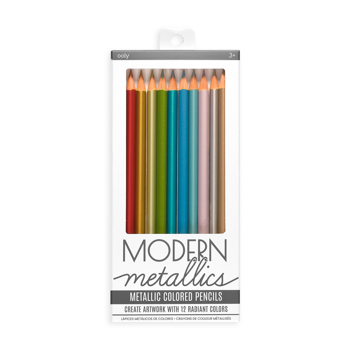 Modern Metallics Colored Pencils is a set of 12 metallic colored pencils