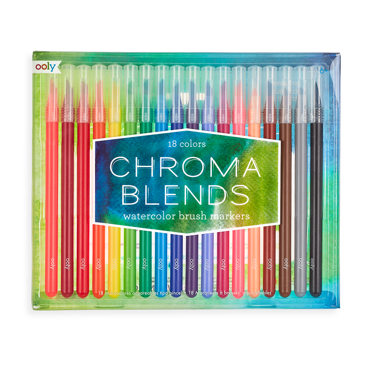 Chroma Blends Watercolor Brush Markers - Set of 18 - OOLY