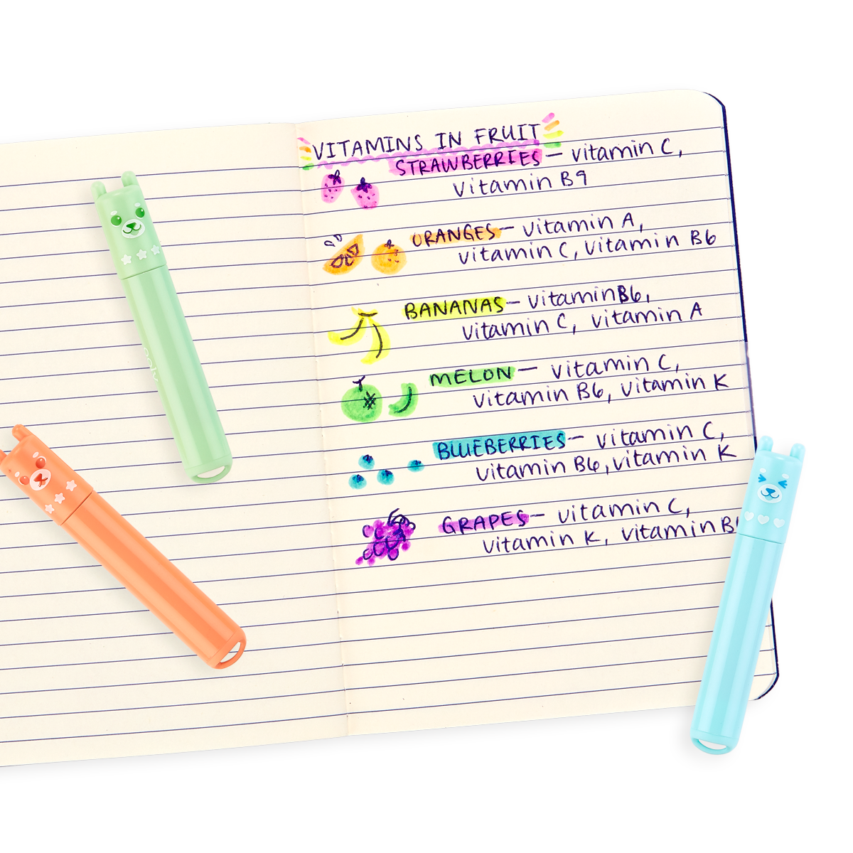 Color samples of Beary Sweet highlighters