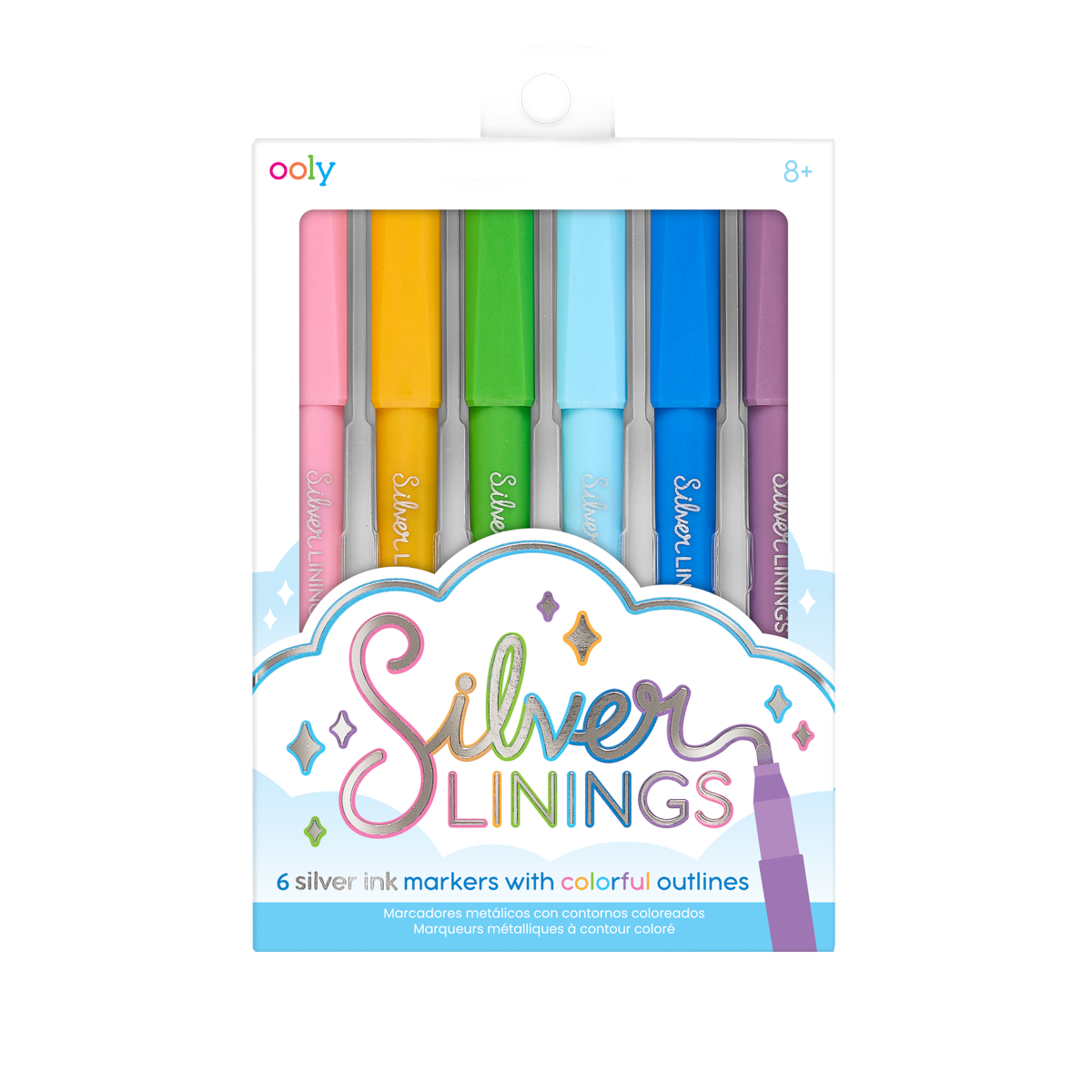 Silver Metallic Outline Markers, Assorted Colors - Set of 24