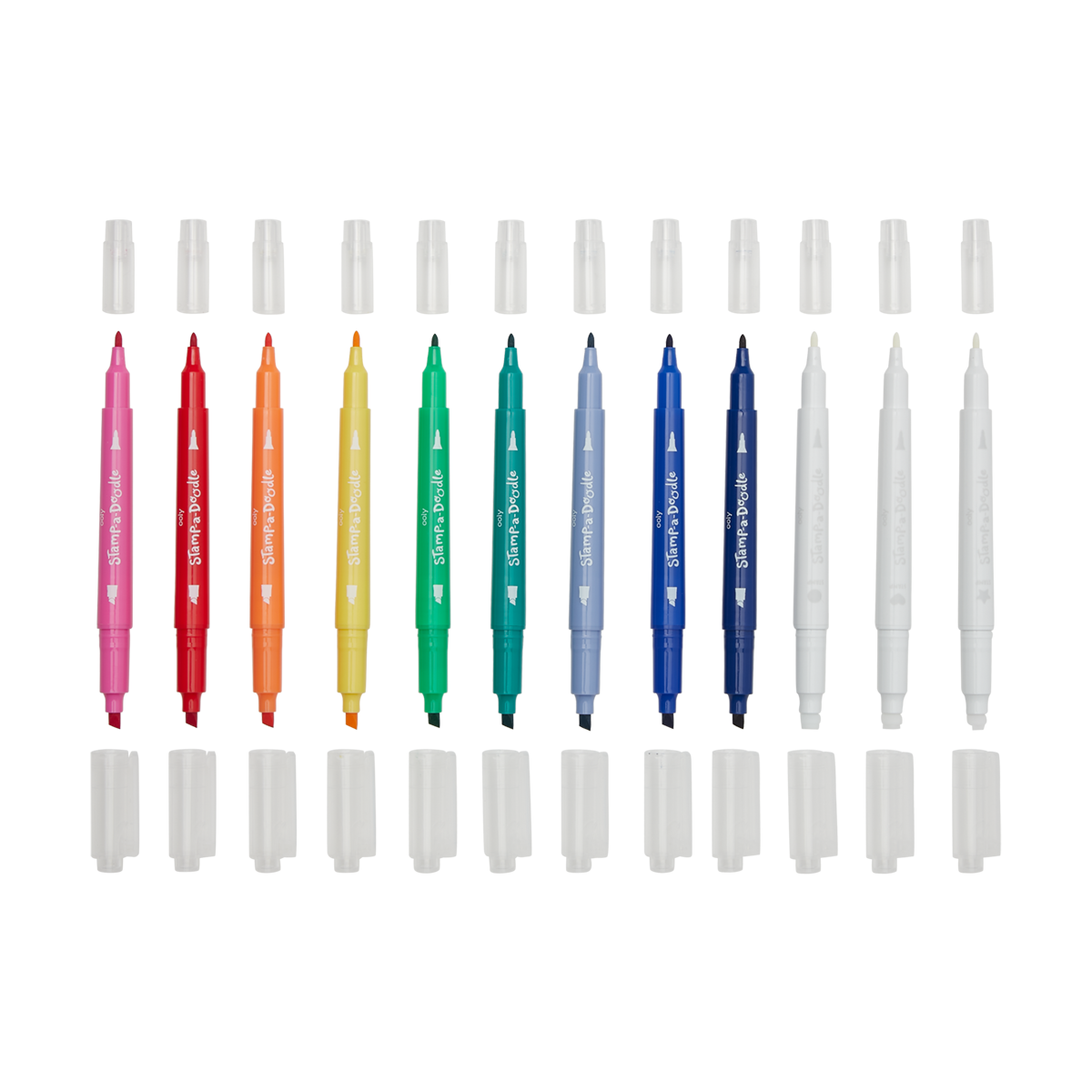 OOLY view of Stamp-A-Doodle Double-Ended Markers without caps on