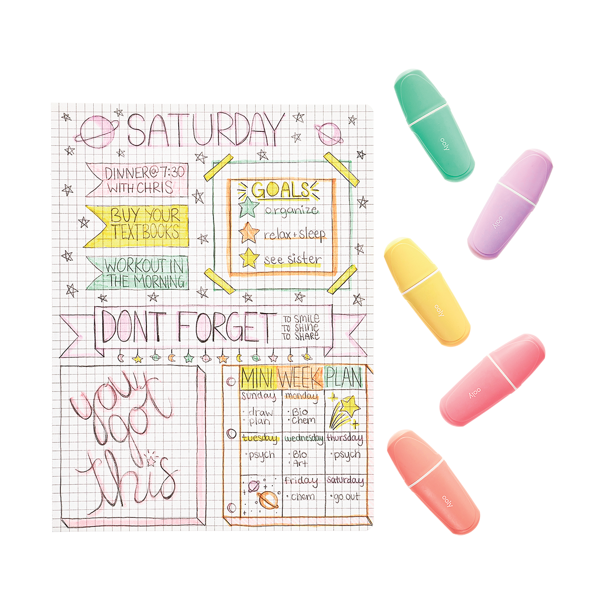 OOLY Le Bonbon Patisserie Pastel Highlighters in use