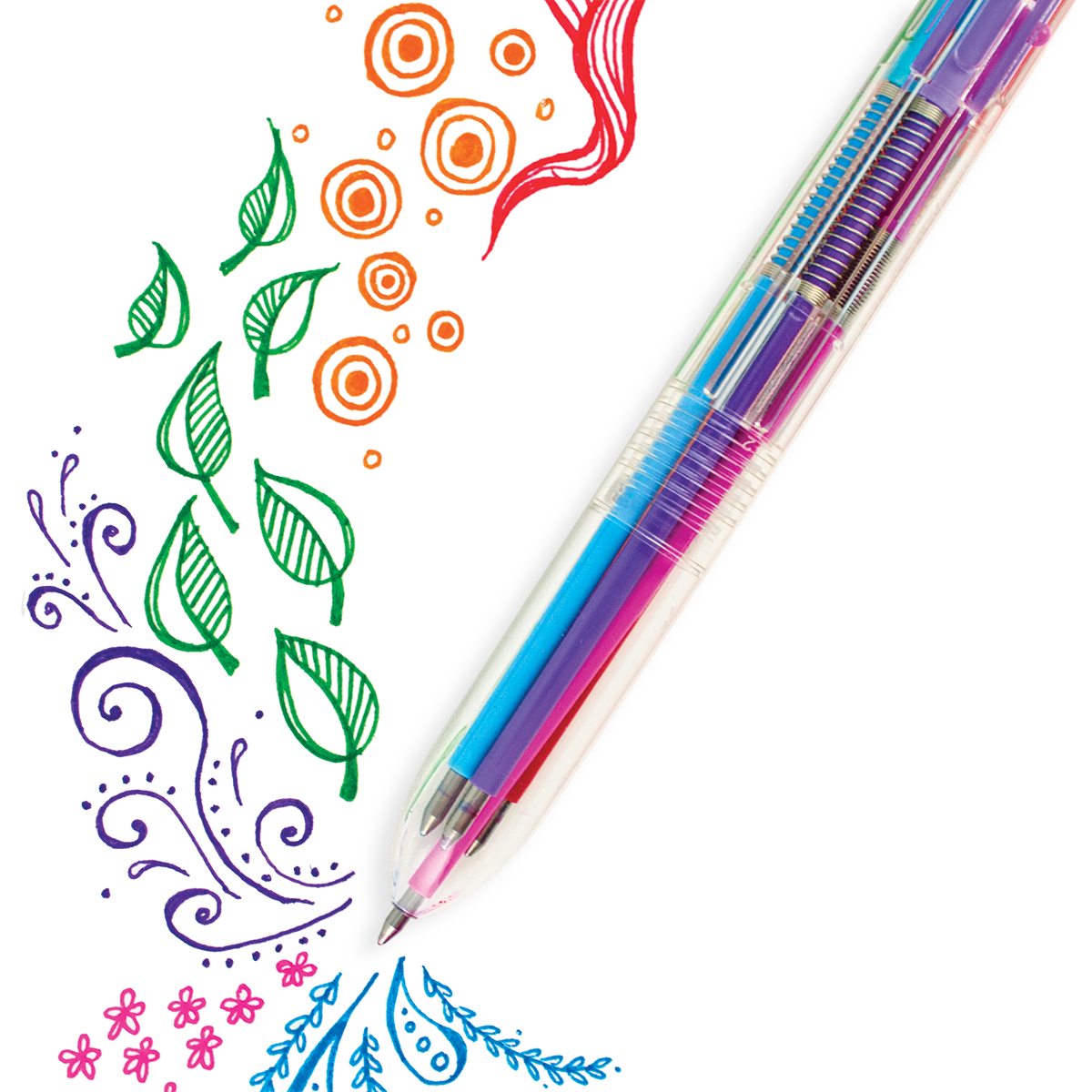 6 Click Gel Pen with artistic freehand designs