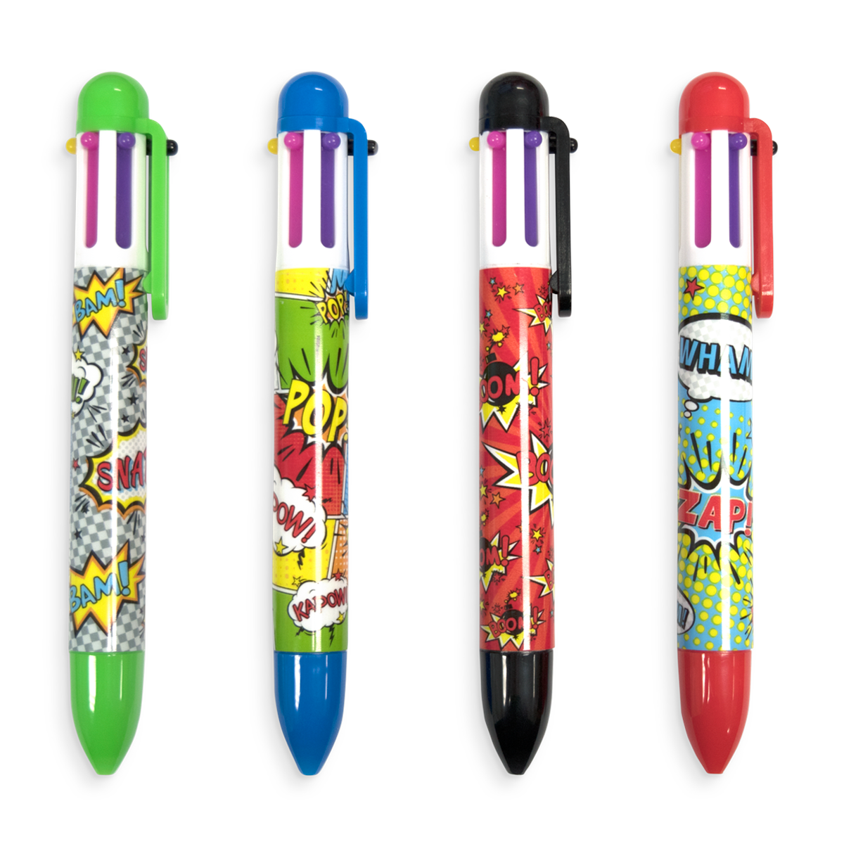 All 4 color styles of Comic Attack 6 Click multi pens