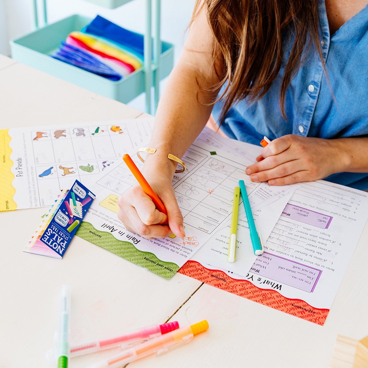 OOLY Fine Line Colored Gel Pens Set of 6 in use