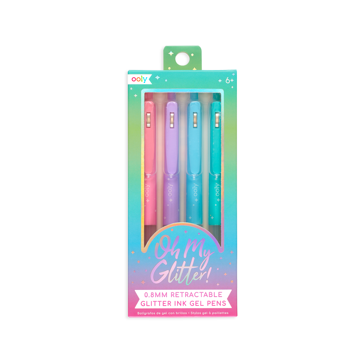 Bright Writers Colored Ink Retractable Ballpoint Pens - Set of 6 - Ooly