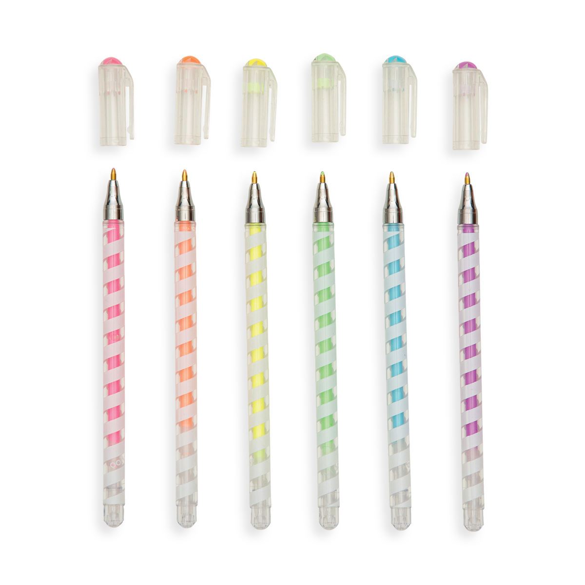 Image of Totally Taffy Gel Pens lined up with caps off