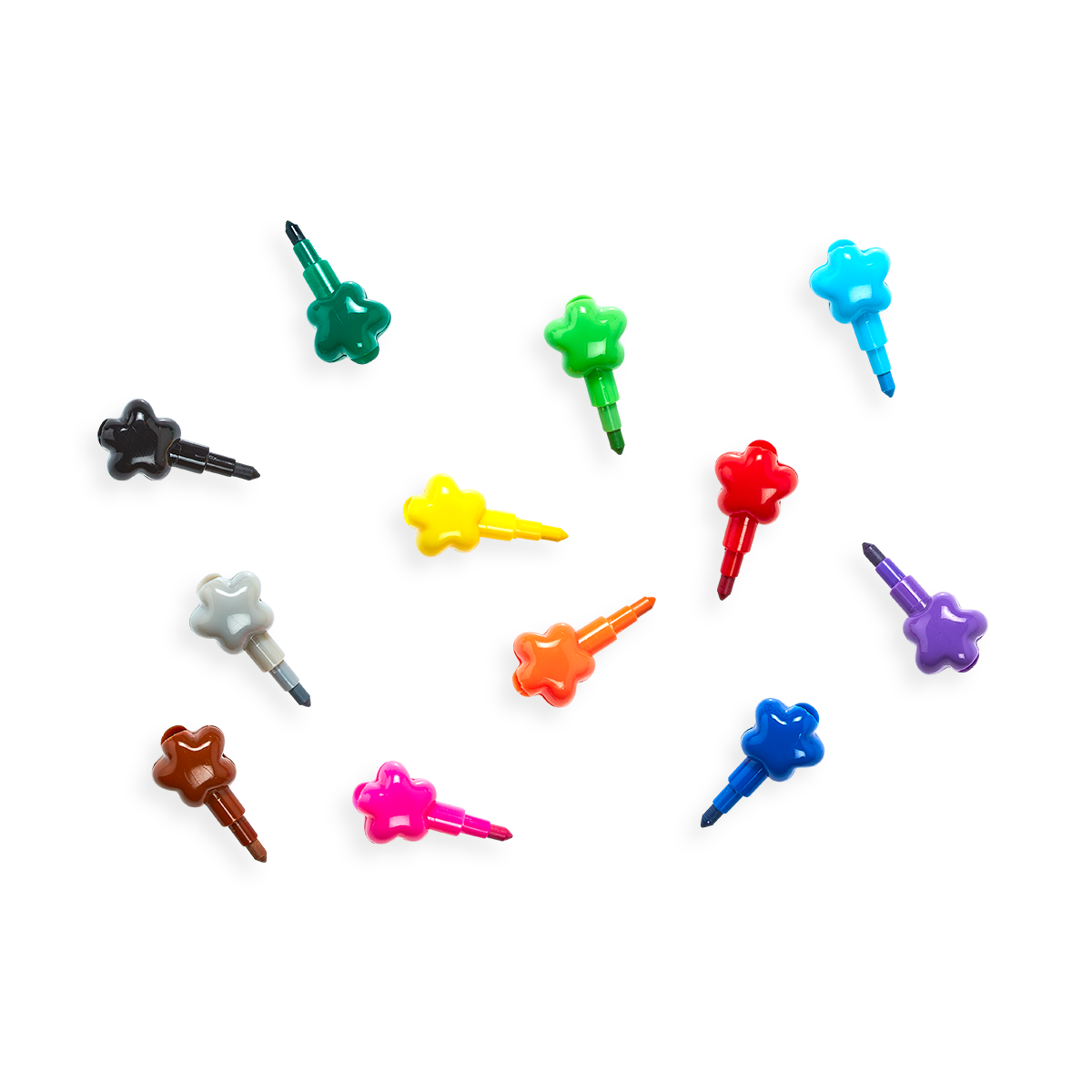 Image of each single OOLY stacking star crayons together