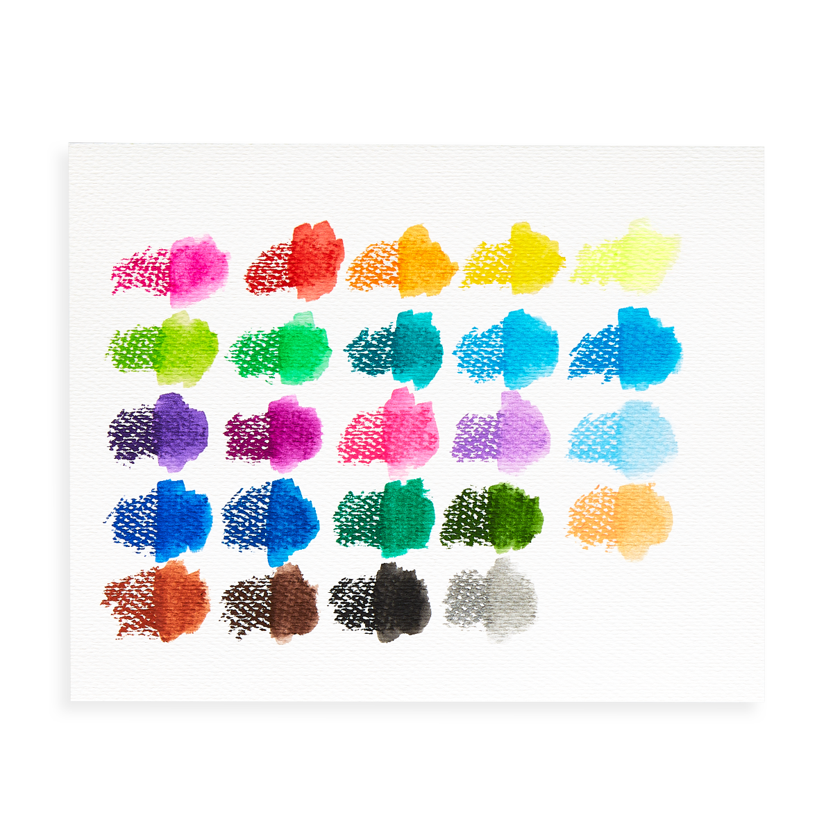 Artwork swatches sampling the Smooth Stix Watercolor Gel Crayons color and watercolor effect