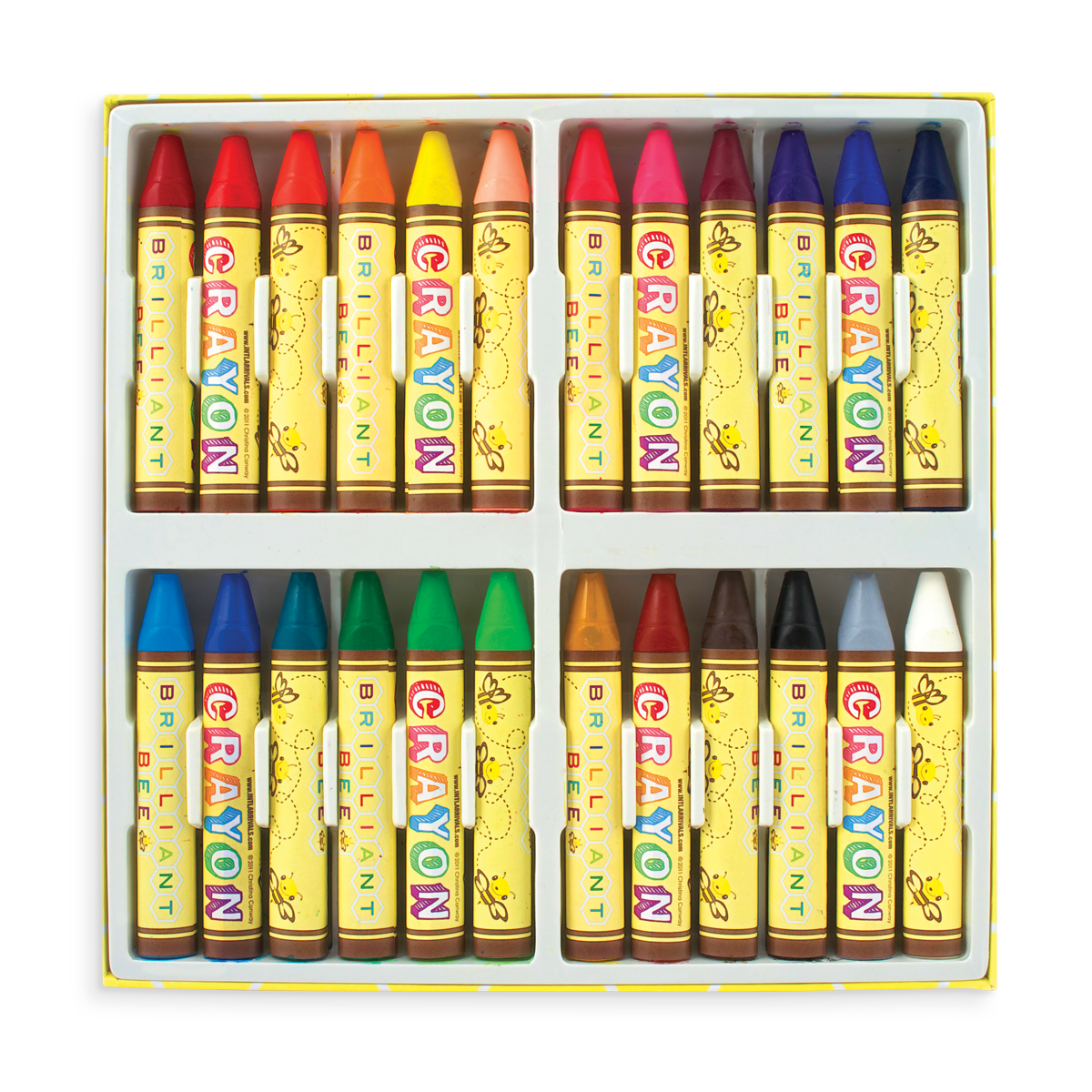 Opened set of Brilliant Bee Crayons