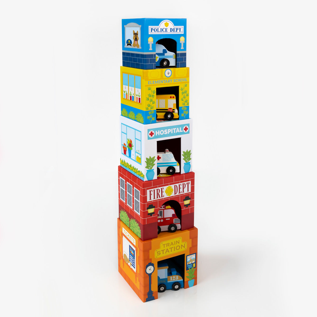 Stackables Nested Cardboard Toys and Cars Set - Busy City full displayed