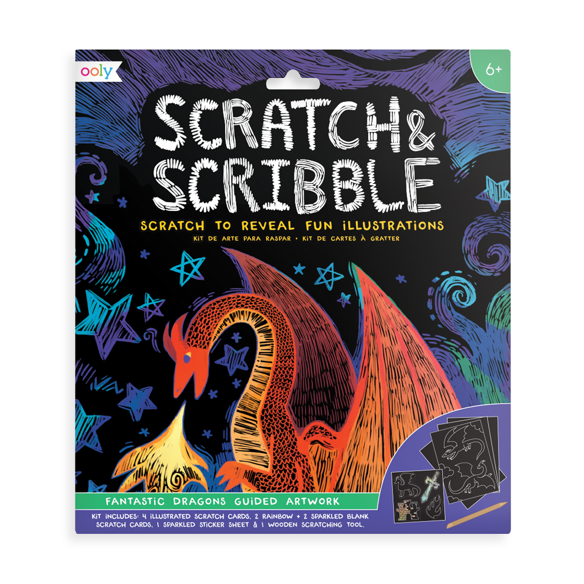 Scratch and Scribble Fantastic Dragons scratch art kit