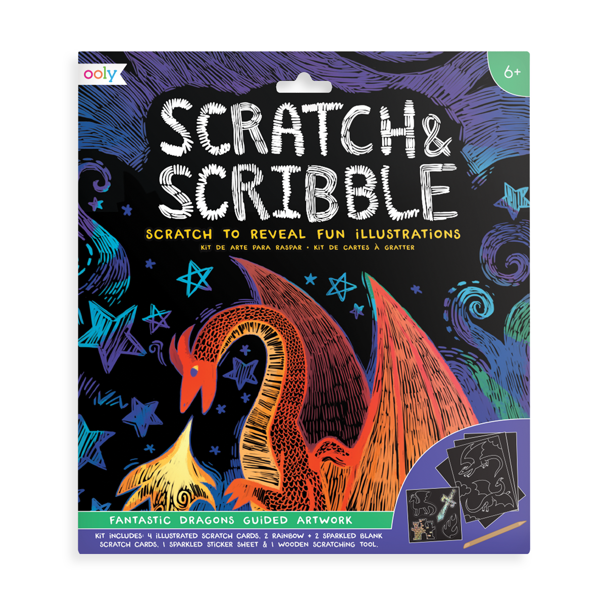 Fantastic Dragon Scratch and Scribble Art Kit - OOLY