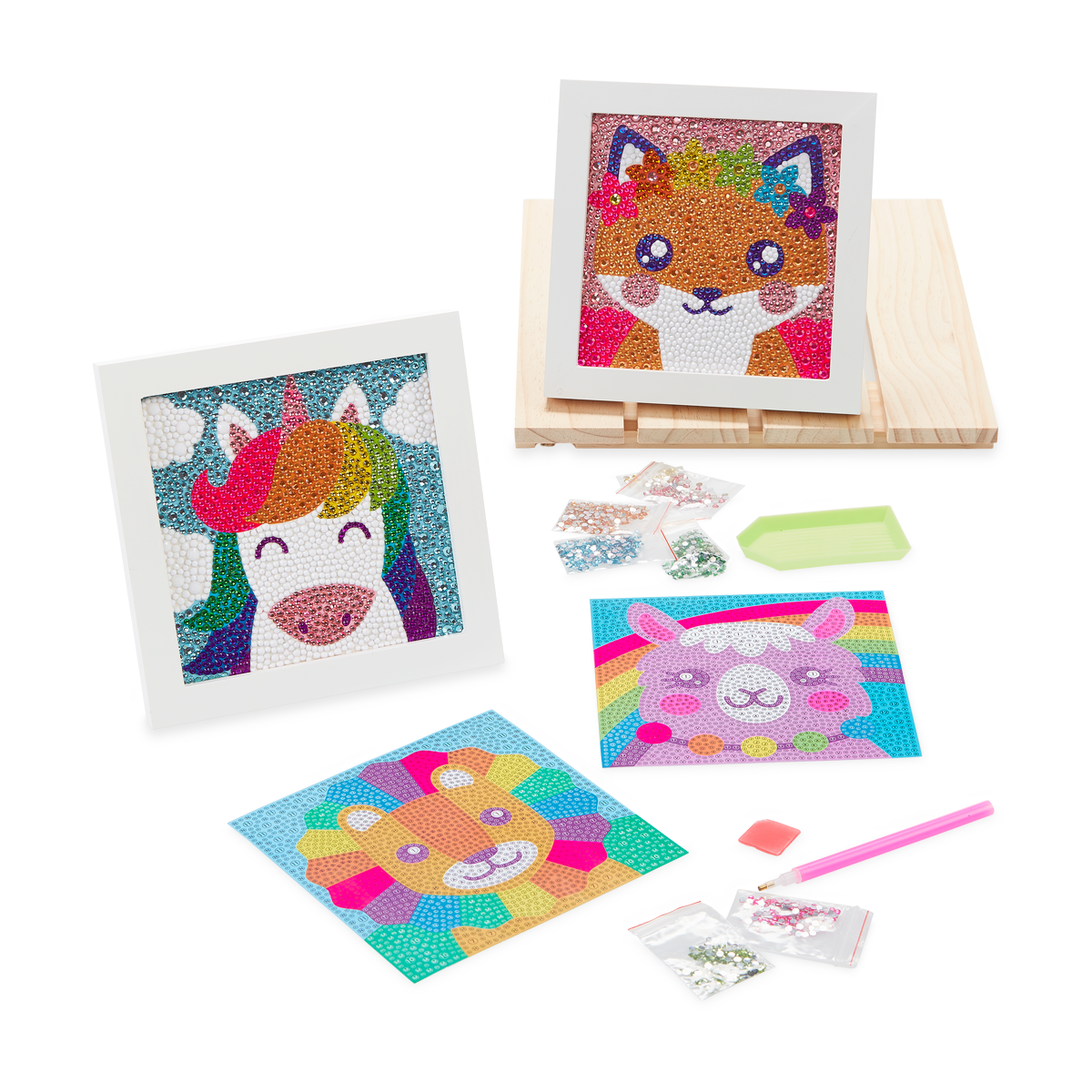 Image of OOLY Razzle Dazzle DIY Gem Art Kit Friendly Fox and Unique Unicorn