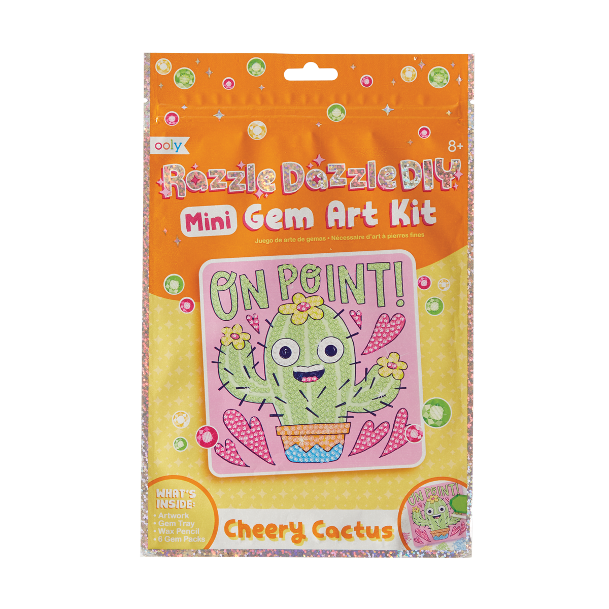 OOLY front view of Razzle Dazzle DIY Gem Art Kit - Cheery Cactus in packaging