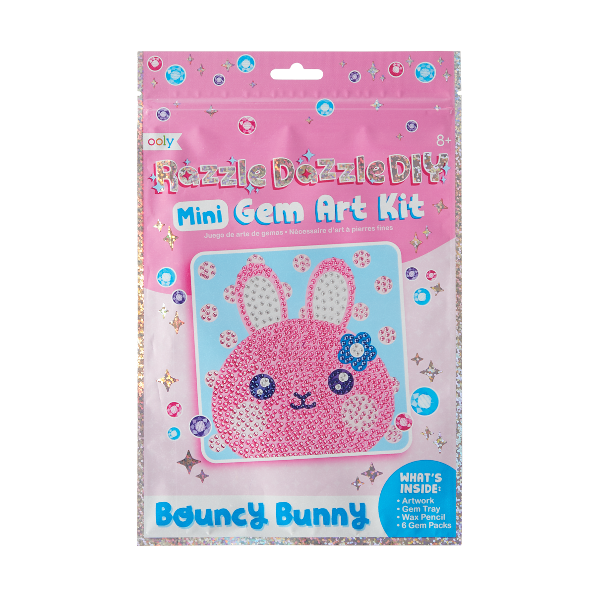 OOLY front view of Razzle Dazzle DIY Gem Art Kit - Bouncy Bunny in packaging