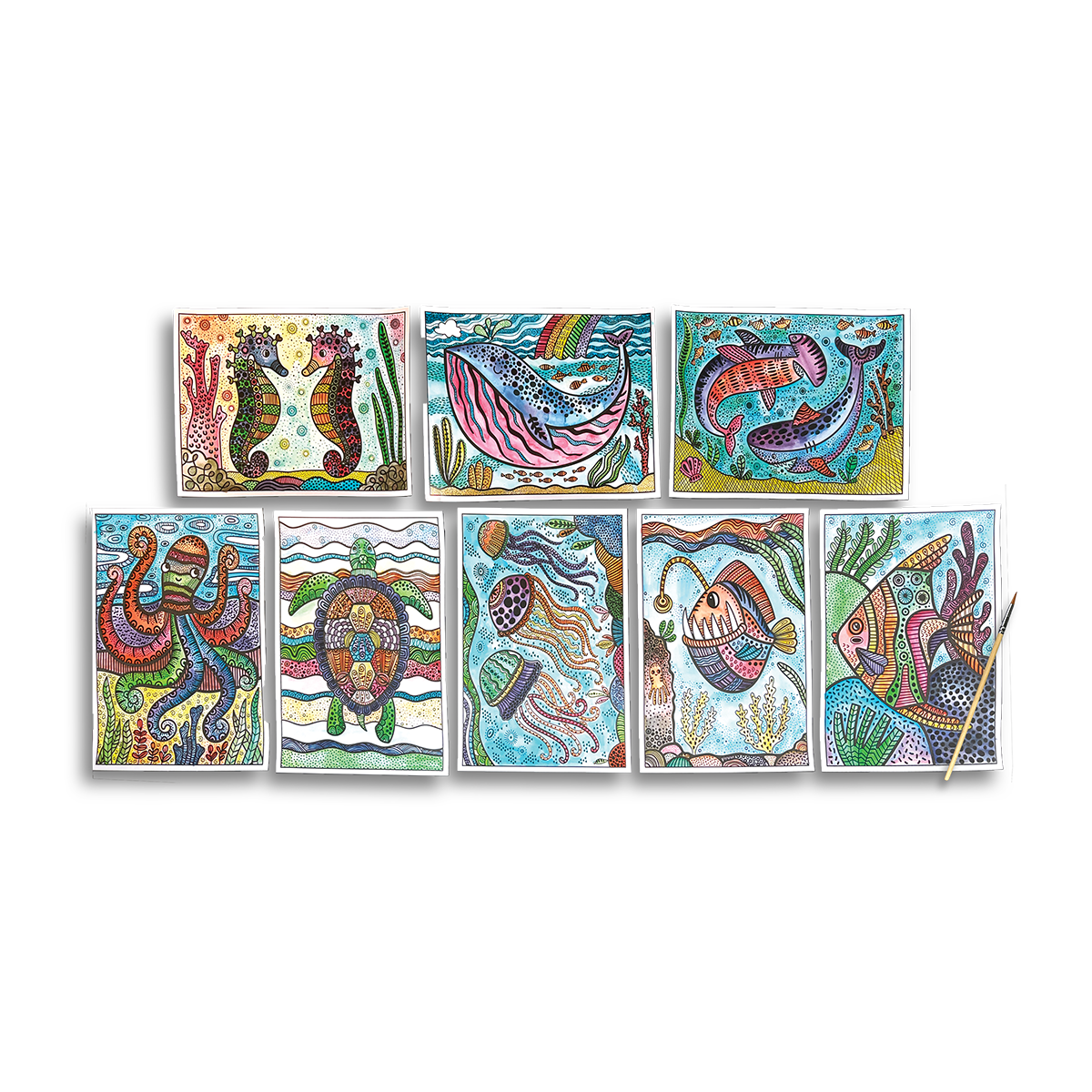 OOLY Hidden Colors Magic Paint Sheets - Magic Ocean view in use