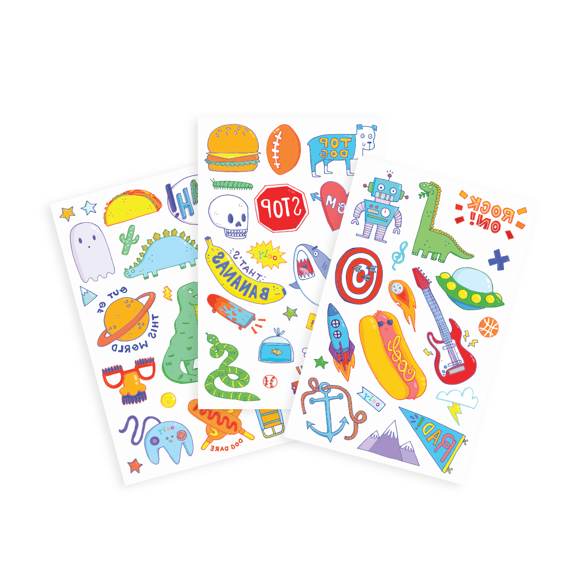 OOLY Tattoo-Palooza Temporary Tattoos - Over the Rainbow - displaying all 3 Sheets 