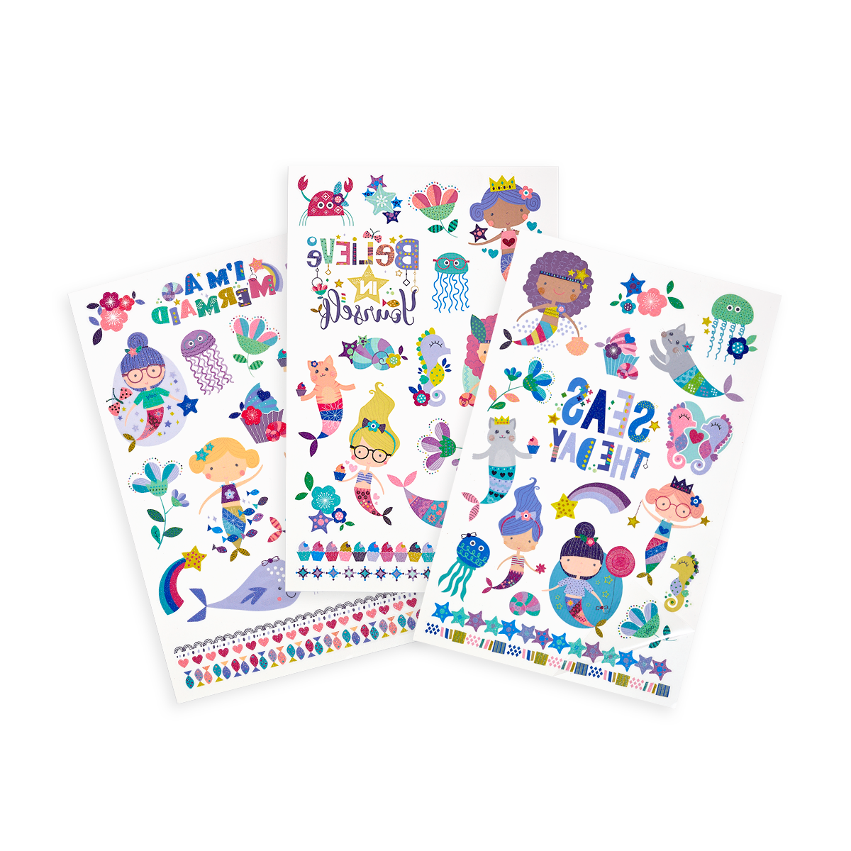 Tattoo-Palooza Temporary Tattoos - Mermaid Magic - 3 Sheets displayed