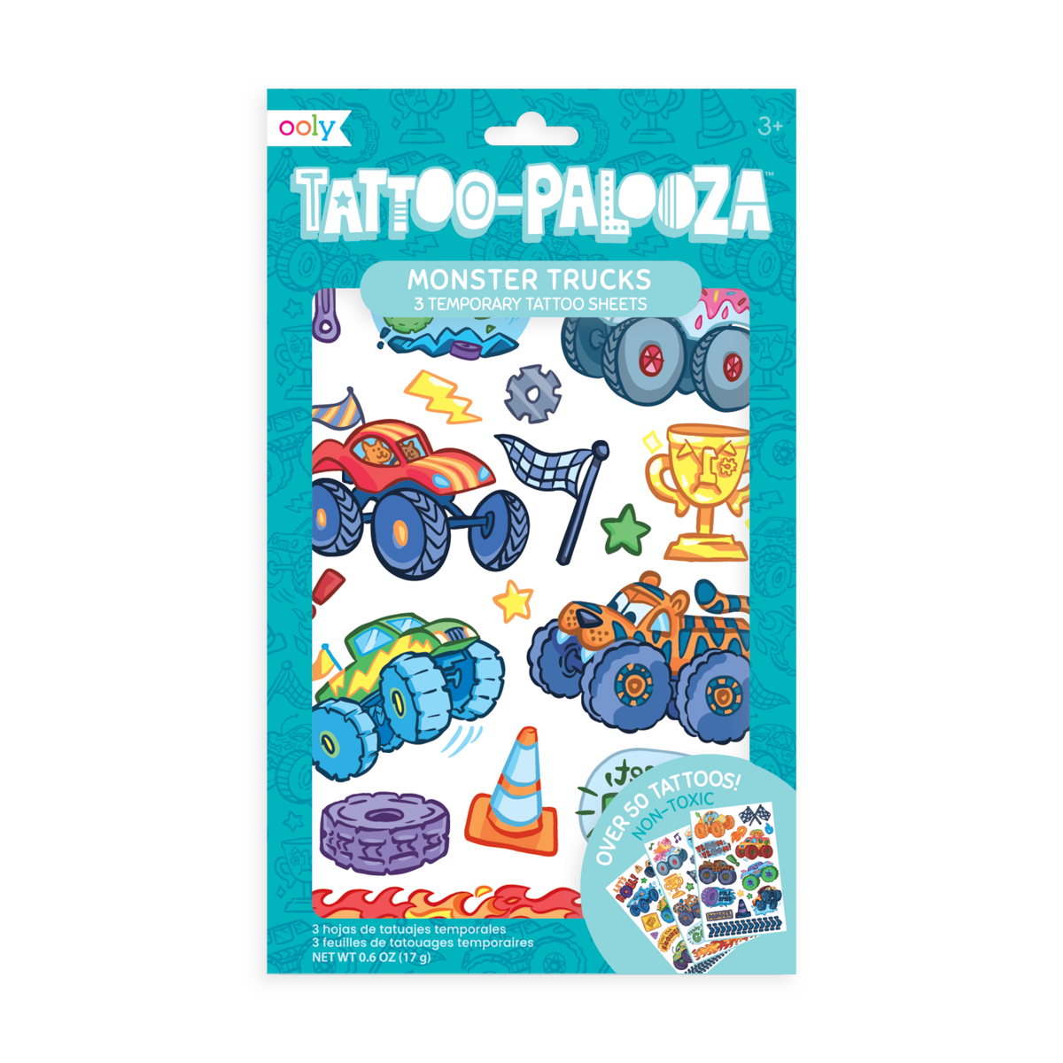 OOLY Tattoo-Palooza Temporary Tattoos - Monster Truck  in packaging