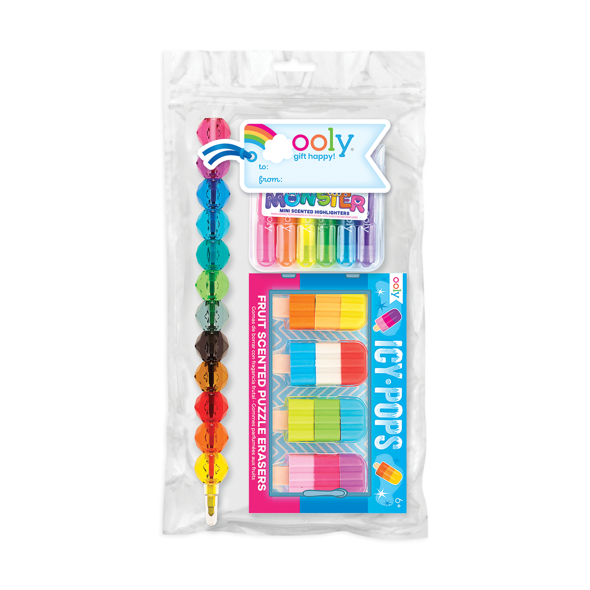 OOLY Rainbow Desk Pals Happy Pack  in pouch