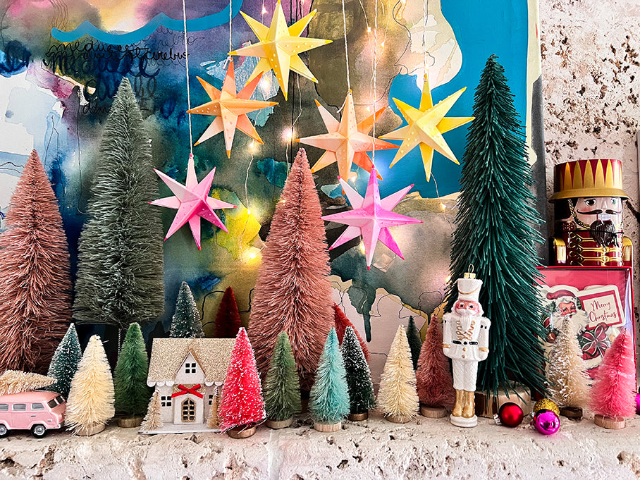 Christmas scene with DIY Holiday Stars, Christmas Trees, & Nutcrackers