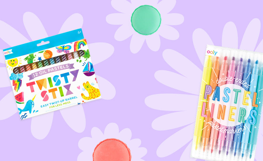 Twisty Sticks Oil Pastels and Pastel Liners make the perfect pastel OOLY art and school supplies this spring!