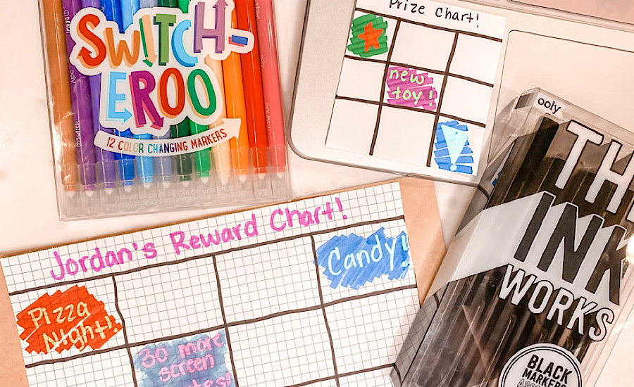 reward chart with black and rainbow markers
