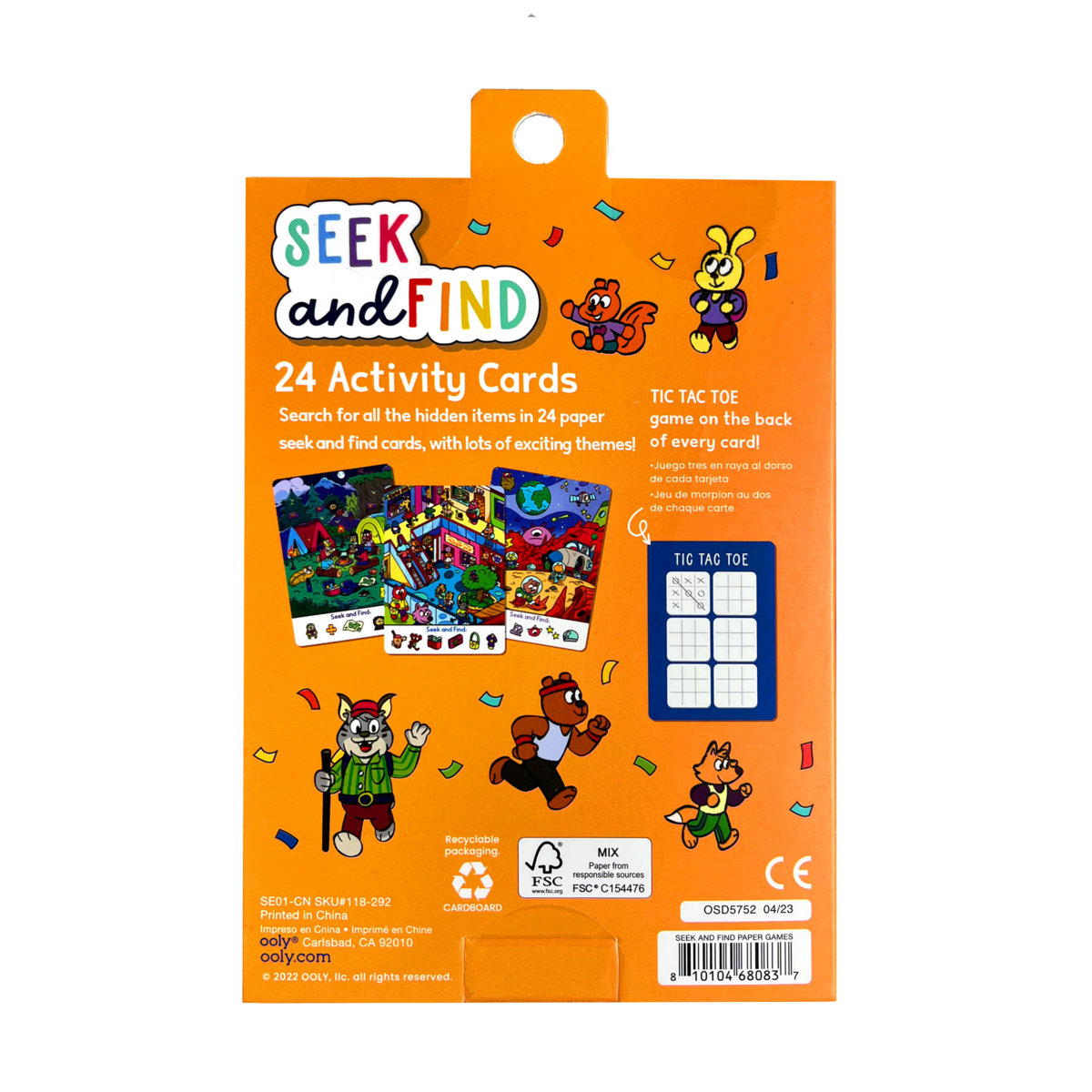 Seek and Find Paper Games activity card set back of packaging