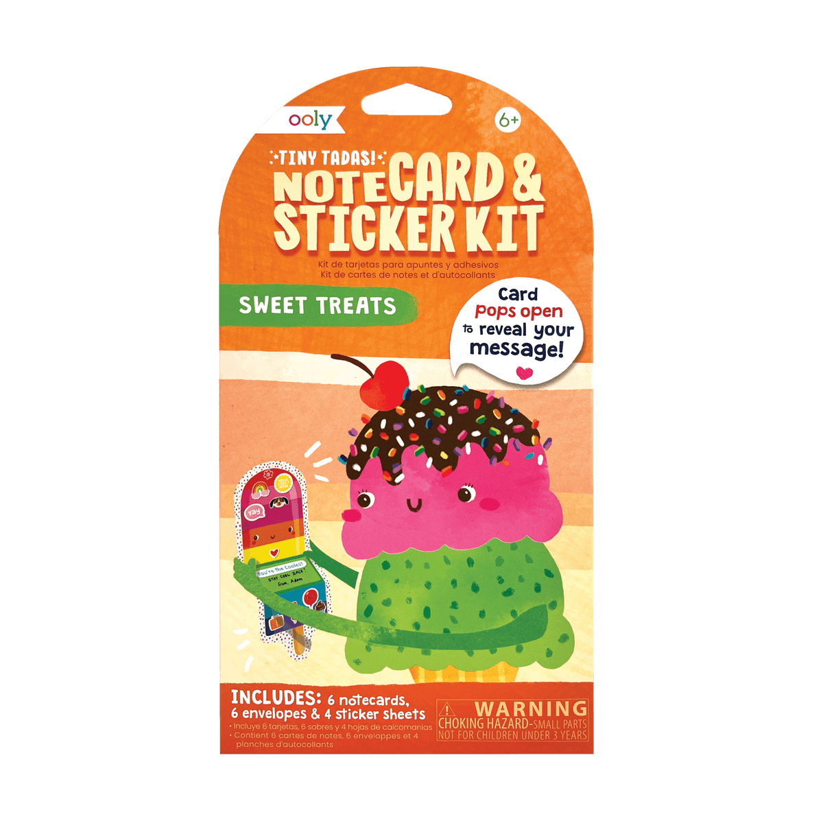 Tiny Tadas! Sweet Treats note card & sticker kit in packaging
