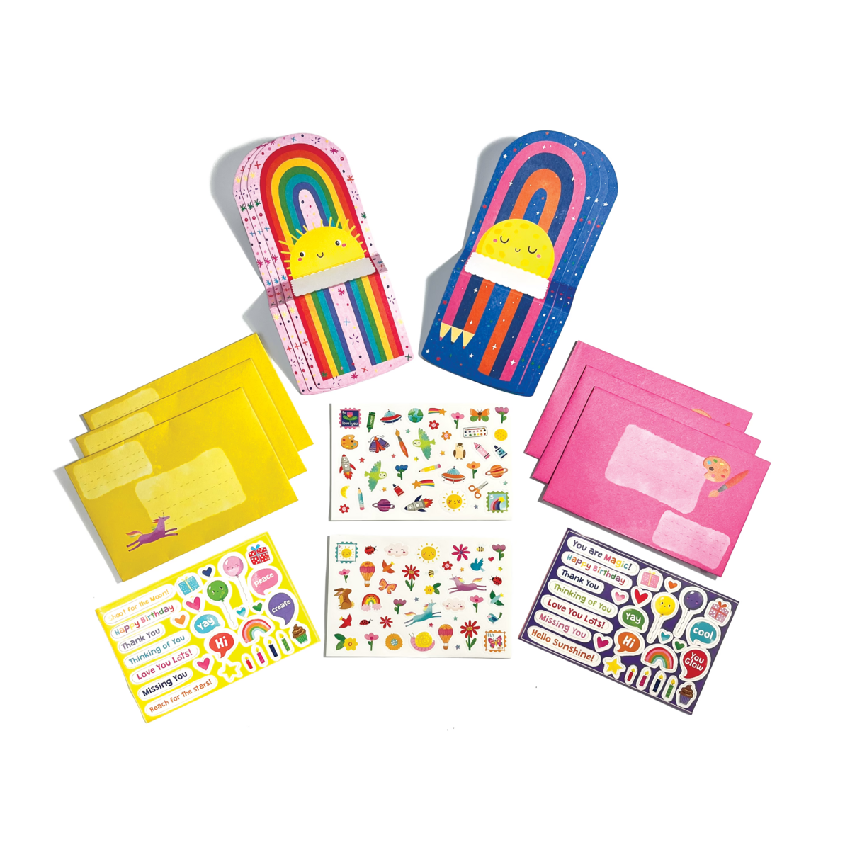 Tiny Tadas! Hello Rainbows note card & sticker kit close up