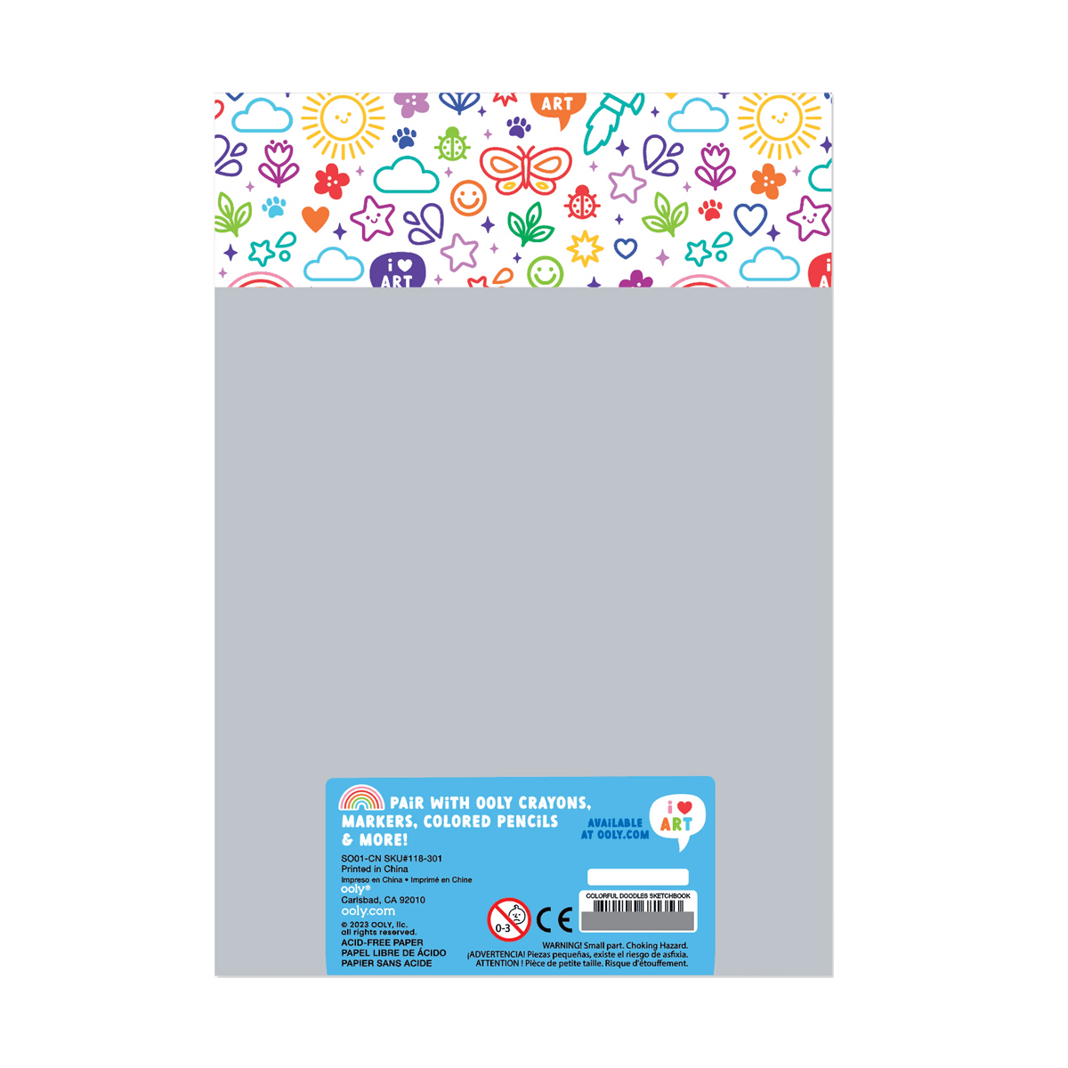 OOLY Sketch and Show Standing Sketchbook with 45 Large 10.5 x 8 Pages,  Perforated to be Easily Removed, 120 GSM/ 32lb, Perfect for Markers,  Colored