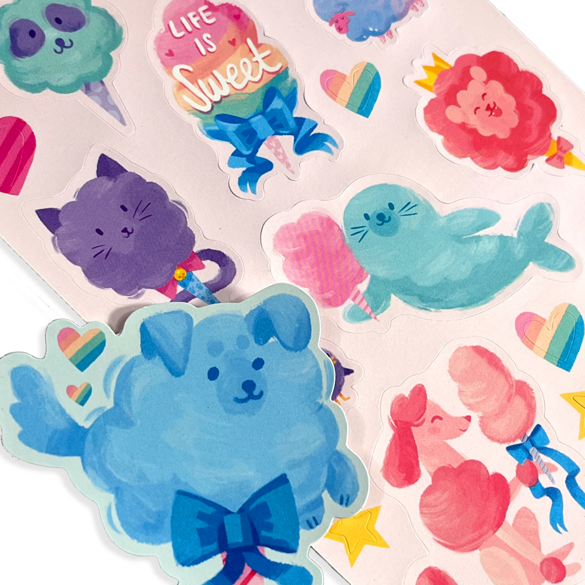 Stickiville Cotton Candy scented stickers close up